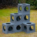 Grey Pine Wood Outdoor Cat House with Shelves and Weather Protection, Removable Wood Boxes