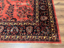 Indo Sarouk Rug 10x14, Vintage Indian Persian Area Rug 10 x 14, Wool Hand-Knotted Oriental Carpet, Red Floral Allover Large Rug, Beautiful