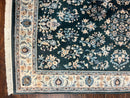 Green Indo Persian Rug 4x6, Floral Allover, Handmade Vintage Oriental Carpet, Sarouk Rug, Wool