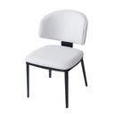 Modern PU Leather Upholstered Dining Chairs Set of 2, White, Metal Legs, 21x24.75x32 inches