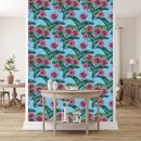 Voguish Pink Exotic Flowers Wallpaper Chic