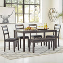Charcoal Gray 6Piece Contemporary Dining Set Bench