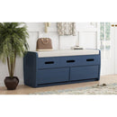 Rustic Storage Bench with 2 Drawers, Hidden Storage Space, and 3 False Drawers at the Top, Shoe Bench for Living Room, Entryway (Navy)