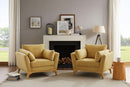 Large Yellow Linen Upholstered Accent Chair Cushions