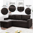 Espresso Velvet Sleeper Sectional Sofa Bed Chaise Set