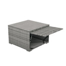 Patio Furniture Set Outdoor Daybed Rattan Sectional with Cushions and Center Table, Beige, Iron & Rattan, Multiple Sizes