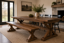 Trestle X Farmhouse Dining Table with Beam