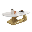 Modern Sintered Stone Tabletop Coffee Table with Stainless Steel Base - Elegant and Durable Living Room Centerpiece