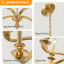 Gold 5 Light Chandelier 25.5 Inch Farmhouse Brass Dining
