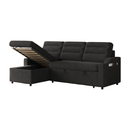MH83.5' Convertible Sleeper Combo Sofa, Convertible Sofa Bed Polyester Pullout Bed with Storage Recliner and Cup Holder for Living Room, Tight Spaces
