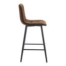 Techno-Fabric Bar Chair Set - Comfortable Brown Chairs with Black Metal Legs and Ergonomic Design