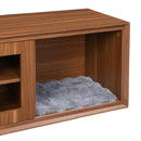 Mid-Century Modern 2 in 1 PET FRIENDLY  Walnut TV Stand With Extendable table Soft cushion Sliding door Cat friendly furniture