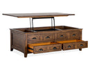Bay Creek - Lift Top Storage Cocktail Table With Casters - Toasted Nutmeg