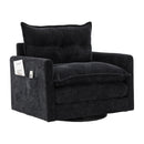UNITED WE WIN Swivel Barrel Chair - Mid Century Modern Chair, Thick Padded Arm Chair with Solid Metal Base, Comfortable Single Sofa Chair, Swivel Accent Chair for Living Room Bedroom