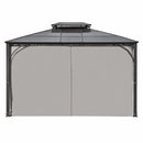 TREXM 10'x12' Hardtop Outdoor Gazebo, Heavy Duty Double Roof Patio Gazebo with Aluminum Frame, Double-Layer Side Walls Mosquito Netting & Privacy Curtains for Patio, Garden, Backyard (Grey)