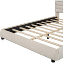 Queen Size Velvet Upholstered Platform Bed,Solid Frame and Stylish Curve-shaped Design, Beige
