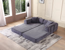 Convertible Sleeper Sofa Bed with Cylindrical Pillow - Corduroy Folding Mattress Couch with Fixed-Shape Frame for Living Room, Bedroom, Lounge, Studio - Gray