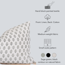 Mori Floral Block Printed Pillow Cover | Sage Green | Long Lumbar
