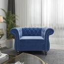 Blue Velvet 2 Piece Living Room Set Sofa Loveseat Chair For Living Room And Office