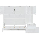 Twin Size Murphy Bed Wall Bed with Closet , Drawers & Desk-White