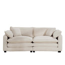 Modern Fabric Living Room Sofa 2 Seater with 4 Pillows, Upholstered Deep Seating Loveseat, Light Beige Corduroy