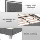 3-Pieces Bedroom Sets,Queen Size Upholstered Platform Bed with LED Lights and Two Nightstands-Gray