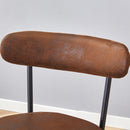 Fashionable Ergonomic Bar Chairs with Brown Technology Fabric Cushions, Black Metal Legs, 35.5 Inches.Set of 2.