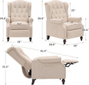 Beige Wingback Pushback Recliner With Massage Heat