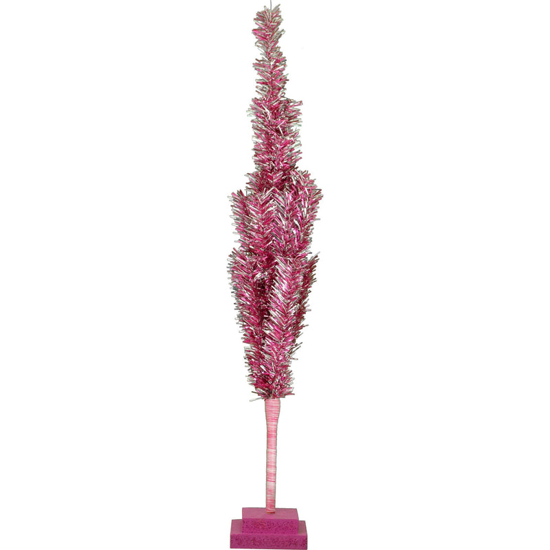 28in Vintage Pink & Silver Tinsel Christmas Tree