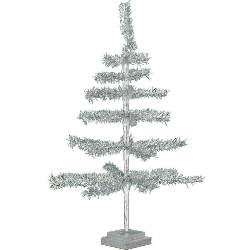 28in Vintage Silver Tinsel Christmas Tree