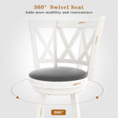 29 Inch Bar Height Swivel Stool Antique White Set Of 2 With Upholstered Seat And Comfortable Padding
