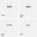 29 Inch Bar Height Swivel Stool Antique White Set Of 2 With Upholstered Seat And Comfortable Padding
