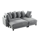 Modern L-Shaped Sectional Sofa with Storage, Movable Ottoman, and Throw Pillows, Grey Chenille, 83'