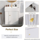 21.6inch Modern Floating Bathroom Vanity with Ceramic Basin - Perfect for Small Bathrooms, Left side storage