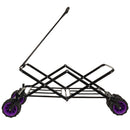 360° Rotating Rear Wheel Heavy-Duty Folding Wagon – Multi-Use Garden Cart with All-Terrain Wheels, Dual-Color (Black & Purple) Design for Camping, Beach, Picnic & Outdoor