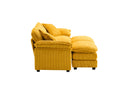 Corduroy 2-seats sofa With 2 back pillows,2 toss pillows and two ottoman,Comfy Sofa- Deep Seat Couch for Living Room,Yellow