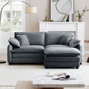 Two-Seater Sofa  with One Footrest, L-Shaped 2-Seater Sofa with Ottoman for Small Living Spaces,Grey Corduroy