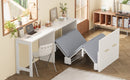Twin Size Murphy Cabinet Bed with Adjustable Position Desk, Murphy Chest Dresser Bed with Foldable Cushion for Guest Room,Small Space, White