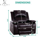 Espresso Leather Sofa Set With Manual Recliner For Living Room