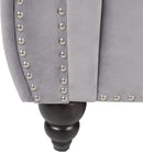Three Piece Living Room Sofa Set Grey Velvet Chesterfield Sofa Club Chair Loveseat Nailhead Trim