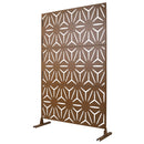 Freestanding Decorative Metal Privacy Screen for Deck Balcony Patio, Brown, Steel, 76' H x 48' W