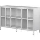 Modern Sideboard Buffet Cabinet with Storage Premium Steel Storage Cabinet, Adjustable Feet,Glass Doors,Large Capacity Organizer