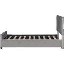 Twin Size Upholstered Platform Bed Velvet Upholstered Bed, Gray