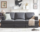 89 Inch Slipcovered Linen Grey Sofa 3 Seater Couch