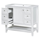 36' Bathroom Vanity with Sink Combo, One Cabinet and Three Drawers, Solid Wood and MDF Board, White (Old Sku:SY999505AAK)
