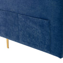 Elegant Convertible L-Shape Sectional Sofa Couch with Movable Ottoman, Velvet Upholstery, Blue