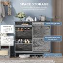 Large Shoe Cabinet with 4 Flip Drawers, Freestanding Shoe Cabinet Organizer with Metal Drawer Bracket, Shoes Storage Cabinet for Entryway, Narrow Shoe Rack Cabinet,Washed Gray