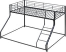 Heavy Duty Twin Over Queen Metal Bunk Bed In Black