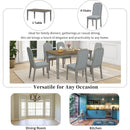 7-Piece Farmhouse Dining Set Classic Rustic Table and 6 high-back design Chairs for Dining Room, Kitchen (Brown+Gray)