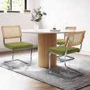 Green Handwoven Cane Dining Chairs Set Of 2 Chrome Base